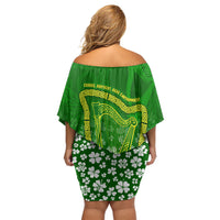 Ancient Order Of Hibernians Off Shoulder Short Dress Irish Celtic Knotwork - Shamrock Harp