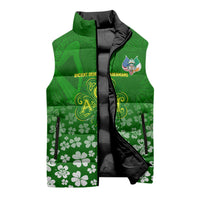 Ancient Order Of Hibernians Sleeveless Puffer Jacket Irish Celtic Knotwork - Shamrock Harp