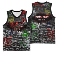 Personalized Wild West Borderlands Basketball Jersey Urban Street Graffiti Art Skull Scorpion Symbols
