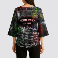 Personalized Wild West Borderlands Kimono Sleeve Blouse Urban Street Graffiti Art Skull Scorpion Symbols