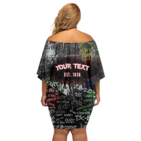 Personalized Wild West Borderlands Off Shoulder Short Dress Urban Street Graffiti Art Skull Scorpion Symbols
