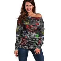 Personalized Wild West Borderlands Off Shoulder Sweater Urban Street Graffiti Art Skull Scorpion Symbols