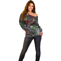 Personalized Wild West Borderlands Off Shoulder Sweater Urban Street Graffiti Art Skull Scorpion Symbols