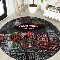 Personalized Wild West Borderlands Round Carpet Urban Street Graffiti Art Skull Scorpion Symbols
