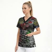 Personalized Wild West Borderlands Scrub Top Urban Street Graffiti Art Skull Scorpion Symbols