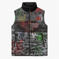 Personalized Wild West Borderlands Sleeveless Puffer Jacket Urban Street Graffiti Art Skull Scorpion Symbols