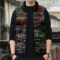 Personalized Wild West Borderlands Sleeveless Puffer Jacket Urban Street Graffiti Art Skull Scorpion Symbols