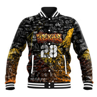 Personalized Texas State Pride Baseball Jacket Urban Graffiti Style - Longhorn Skull - Oil Derrick Graphic