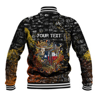 Personalized Texas State Pride Baseball Jacket Urban Graffiti Style - Longhorn Skull - Oil Derrick Graphic