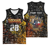 Personalized Texas State Pride Basketball Jersey Urban Graffiti Style - Longhorn Skull - Oil Derrick Graphic