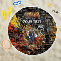 Personalized Texas State Pride Beach Blanket Urban Graffiti Style - Longhorn Skull - Oil Derrick Graphic