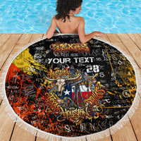 Personalized Texas State Pride Beach Blanket Urban Graffiti Style - Longhorn Skull - Oil Derrick Graphic