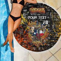 Personalized Texas State Pride Beach Blanket Urban Graffiti Style - Longhorn Skull - Oil Derrick Graphic