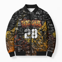 Personalized Texas State Pride Bomber Puffer Jacket Urban Graffiti Style - Longhorn Skull - Oil Derrick Graphic