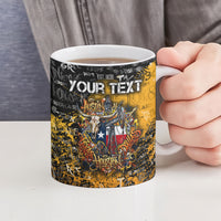 Personalized Texas State Pride Ceramic Mug Urban Graffiti Style - Longhorn Skull - Oil Derrick Graphic