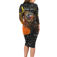 Personalized Texas State Pride Long Sleeve Bodycon Dress Urban Graffiti Style - Longhorn Skull - Oil Derrick Graphic
