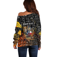 Personalized Texas State Pride Off Shoulder Sweater Urban Graffiti Style - Longhorn Skull - Oil Derrick Graphic