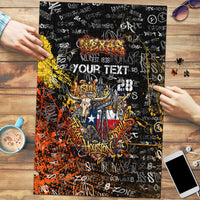 Personalized Texas State Pride Puzzle Urban Graffiti Style - Longhorn Skull - Oil Derrick Graphic