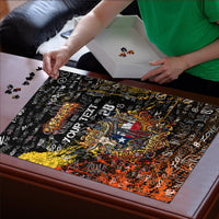 Personalized Texas State Pride Puzzle Urban Graffiti Style - Longhorn Skull - Oil Derrick Graphic
