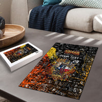 Personalized Texas State Pride Puzzle Urban Graffiti Style - Longhorn Skull - Oil Derrick Graphic