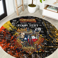 Personalized Texas State Pride Round Carpet Urban Graffiti Style - Longhorn Skull - Oil Derrick Graphic