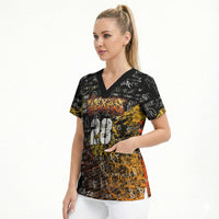Personalized Texas State Pride Scrub Top Urban Graffiti Style - Longhorn Skull - Oil Derrick Graphic