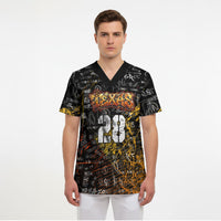 Personalized Texas State Pride Scrub Top Urban Graffiti Style - Longhorn Skull - Oil Derrick Graphic