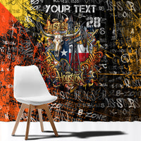 Personalized Texas State Pride Window Curtain Urban Graffiti Style - Longhorn Skull - Oil Derrick Graphic