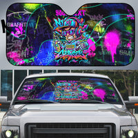 Personalized New Jersey Graffiti Mascot Auto Sun Shade Urban Street Art - Vibrant Neon Spray Paint Aesthetic