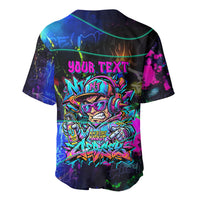 Personalized New Jersey Graffiti Mascot Baseball Jersey Urban Street Art - Vibrant Neon Spray Paint Aesthetic