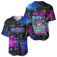 Personalized New Jersey Graffiti Mascot Baseball Jersey Urban Street Art - Vibrant Neon Spray Paint Aesthetic