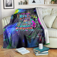 Personalized New Jersey Graffiti Mascot Blanket Urban Street Art - Vibrant Neon Spray Paint Aesthetic