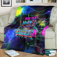 Personalized New Jersey Graffiti Mascot Blanket Urban Street Art - Vibrant Neon Spray Paint Aesthetic