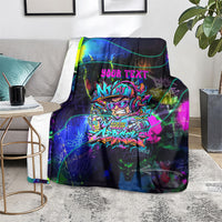Personalized New Jersey Graffiti Mascot Blanket Urban Street Art - Vibrant Neon Spray Paint Aesthetic