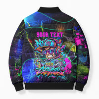 Personalized New Jersey Graffiti Mascot Bomber Puffer Jacket Urban Street Art - Vibrant Neon Spray Paint Aesthetic