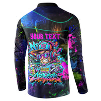 Personalized New Jersey Graffiti Mascot Button Sweatshirt Urban Street Art - Vibrant Neon Spray Paint Aesthetic
