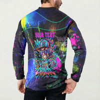 Personalized New Jersey Graffiti Mascot Button Sweatshirt Urban Street Art - Vibrant Neon Spray Paint Aesthetic