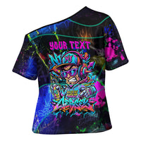Personalized New Jersey Graffiti Mascot Cross Shoulder Shirt Urban Street Art - Vibrant Neon Spray Paint Aesthetic
