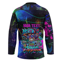 Personalized New Jersey Graffiti Mascot Hockey Jersey Urban Street Art - Vibrant Neon Spray Paint Aesthetic