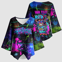 Personalized New Jersey Graffiti Mascot Kimono Sleeve Blouse Urban Street Art - Vibrant Neon Spray Paint Aesthetic