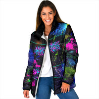 Personalized New Jersey Graffiti Mascot Padded Jacket Urban Street Art - Vibrant Neon Spray Paint Aesthetic