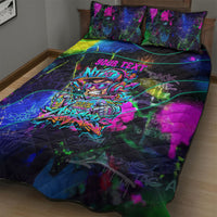 Personalized New Jersey Graffiti Mascot Quilt Bed Set Urban Street Art - Vibrant Neon Spray Paint Aesthetic