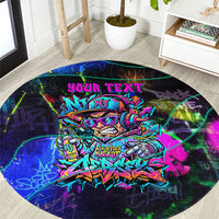 Personalized New Jersey Graffiti Mascot Round Carpet Urban Street Art - Vibrant Neon Spray Paint Aesthetic