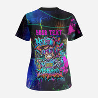 Personalized New Jersey Graffiti Mascot Scrub Top Urban Street Art - Vibrant Neon Spray Paint Aesthetic