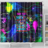 Personalized New Jersey Graffiti Mascot Shower Curtain Urban Street Art - Vibrant Neon Spray Paint Aesthetic