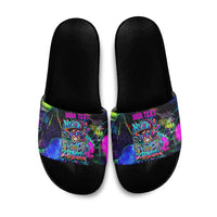 Personalized New Jersey Graffiti Mascot Slide Sandals Urban Street Art - Vibrant Neon Spray Paint Aesthetic