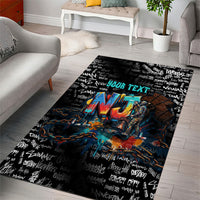 Personalized New Jersey Liberty Bell Graffiti Area Rug Urban Street Art - Hand Drawn City Tagging