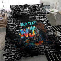 Personalized New Jersey Liberty Bell Graffiti Bedding Set Urban Street Art - Hand Drawn City Tagging