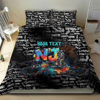 Personalized New Jersey Liberty Bell Graffiti Bedding Set Urban Street Art - Hand Drawn City Tagging