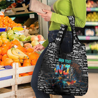 Personalized New Jersey Liberty Bell Graffiti Grocery Bag Urban Street Art - Hand Drawn City Tagging